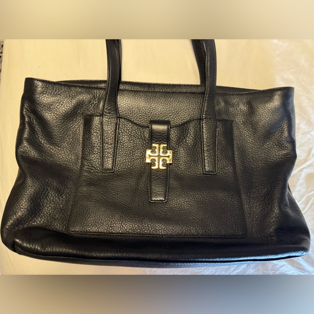 Tory Burch Black Pebble Leather Shoulder Bag